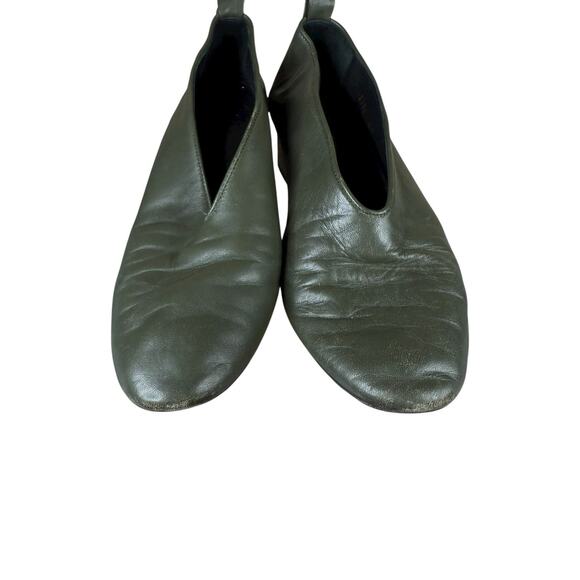 Gray Matters Olive Green Leather Block Heel Pumps Size 8 US made in Italy - Picture 8 of 12